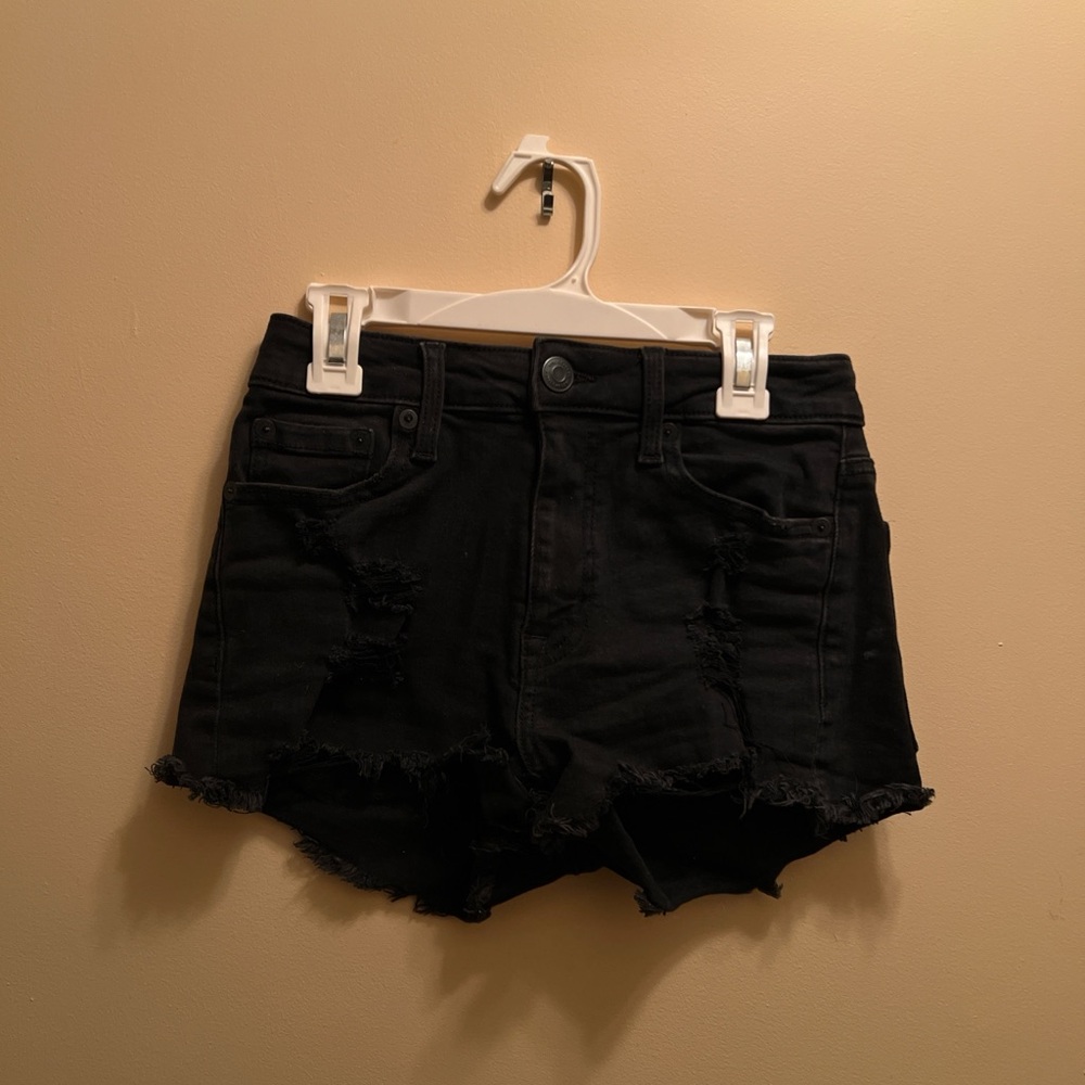 Aeropostale Black Ripped Jean Shorts